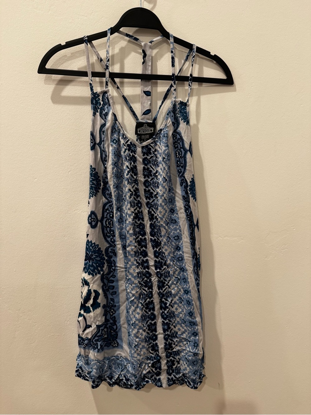 Angie Blue & White Strappy Printed Camisole